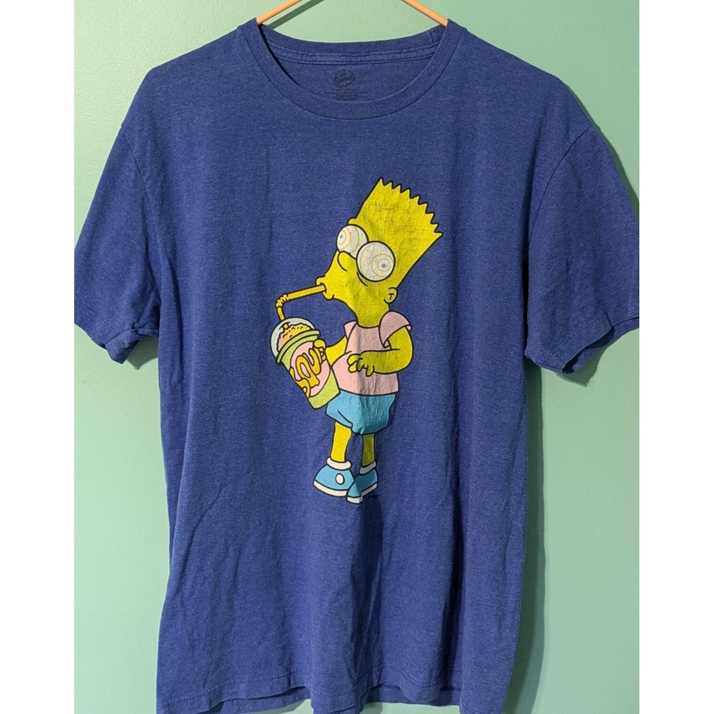 Simpsons Size Large T Shirt Bart Simpson Squishee Squishy Graphic Blue